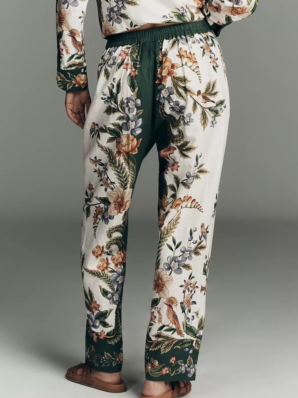 FARM Rio Sand Nature Scarf Linen Blend Straight Leg Pants Size Large NWT - Picture 3 of 15